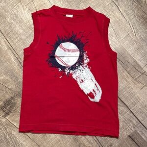 5/$15 Boys Red Sleeveless Baseball Graphic Tank Top size 7